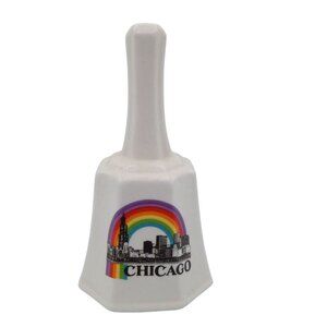 Ceramic Chicago Bell Vintage Souvenir Rainbow Skyline Design Karol Western 4.5